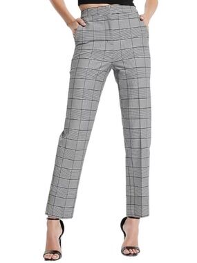 Express Black & Gray Plaid Tailored Straight Pants